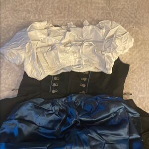 Vintage White Blouse and Black Corset Dress